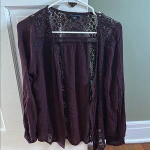 Lace Trim Open Cardigan